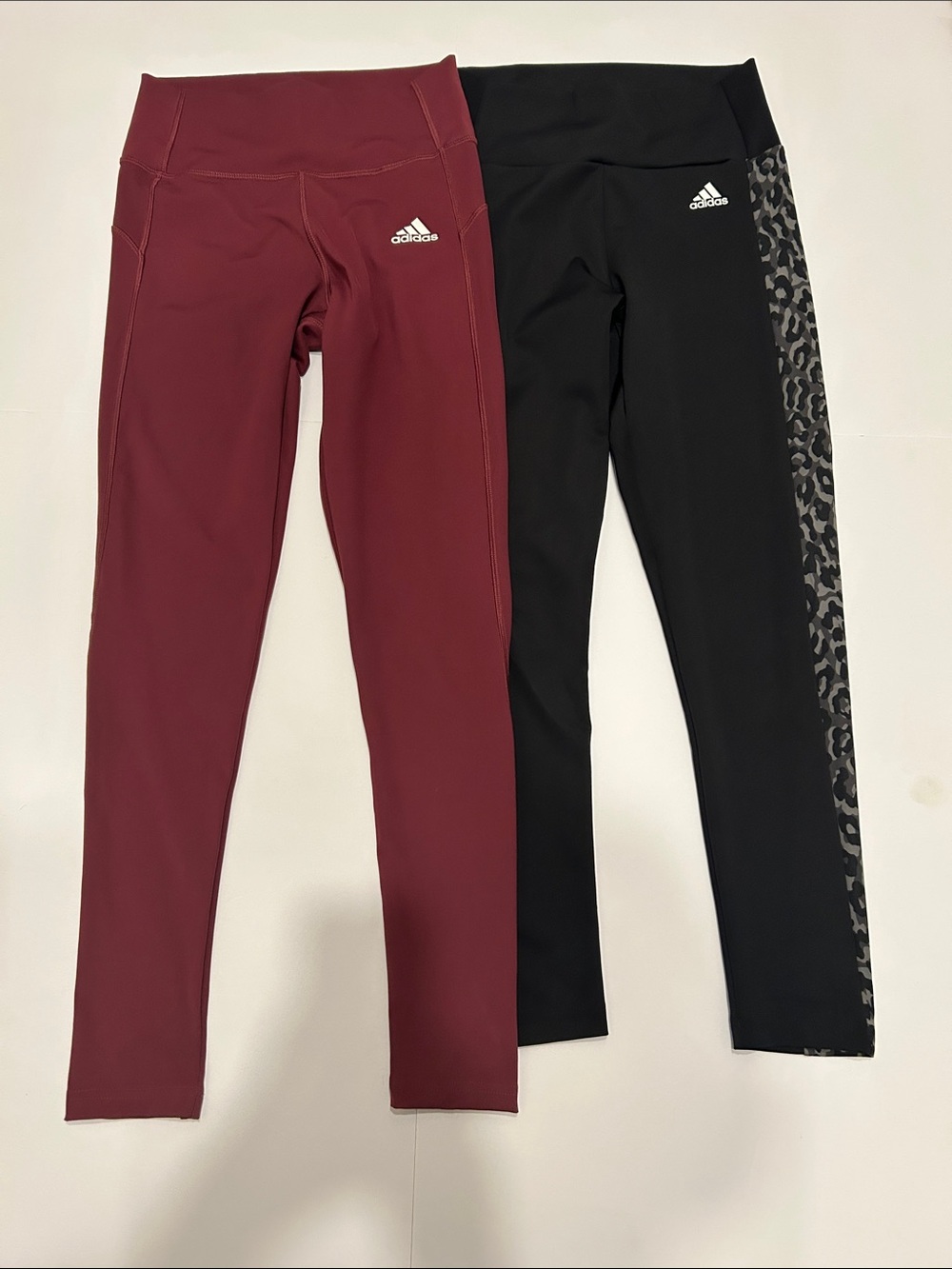 adidas Girls' Burgundy and Black Leggings Set with Side Print